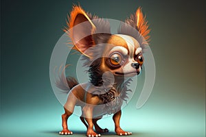 3D render cartoon of a funny Chihuhua dog