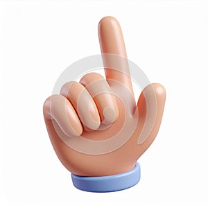 3D Render of a Cartoon Hand Pointing Upward
