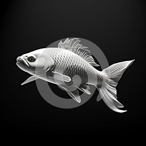 3d Render Of Chinese Iconography Style White Fish