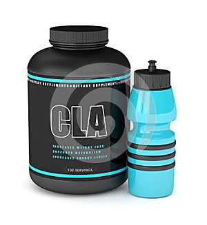 3d render of CLA powder with shaker bottle photo