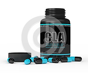 3d render of CLA supplement isolated over white photo
