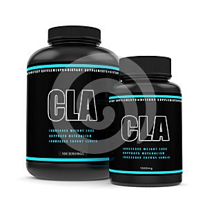 3d render of CLA supplements isolated over white photo
