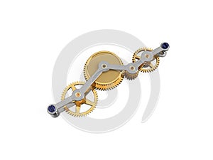 3D render clockwork gear train cogs