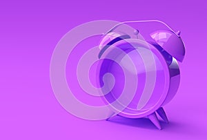 3D Render Close up blank alarm clock on Purplle background Design photo