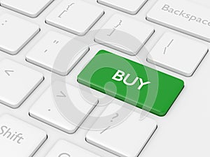 3d renderof computer keyboard with buy button