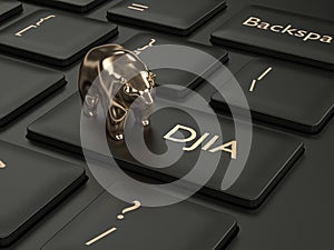 3d render of computer keyboard with DJIA index button