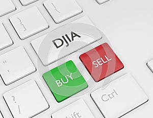 3d render of computer keyboard with DJIA index button