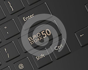 3d render of computer keyboard with EURO STOXX 50 index button