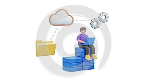 3D Render of Cloud Computing and Data Management