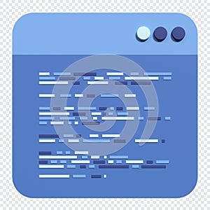 3d render coding icon. Coding screen 3d rendering. Programming with syntax code. 3d render illustration