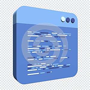 3d render coding icon. Coding screen 3d rendering. Programming with syntax code. 3d render illustration
