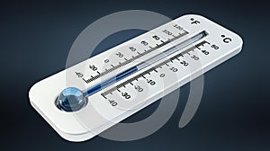 3D render cold white thermometer indicating low temperature
