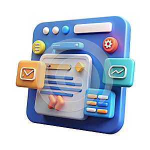 3d render of colorful app interface design