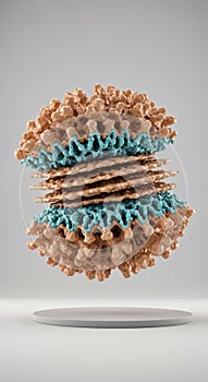 3D Render of Complex Protein Molecular Structure