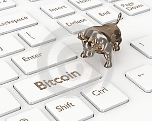3d render of computer keyboard with BITCOIN button