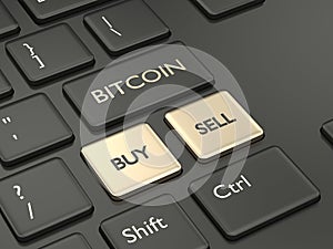 3d render of computer keyboard with BITCOIN button
