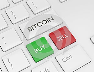 3d render of computer keyboard with BITCOIN button