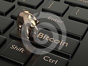 3d render of computer keyboard with BITCOIN button