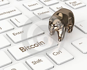 3d render of computer keyboard with BITCOIN button