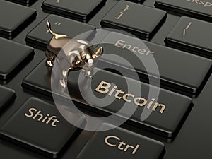 3d render of computer keyboard with BITCOIN button