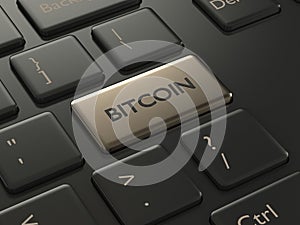 3d render of computer keyboard with BITCOIN button