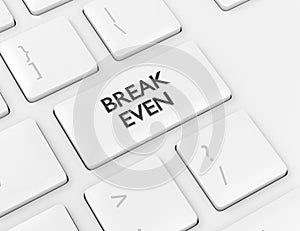 3d render of computer keyboard with BREAK EVEN button