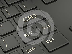 3d render of computer keyboard with CFD button