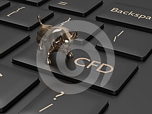 3d render of computer keyboard with CFD button