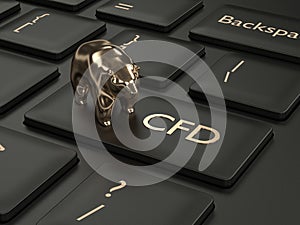 3d render of computer keyboard with CFD button