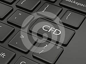 3d render of computer keyboard with CFD button