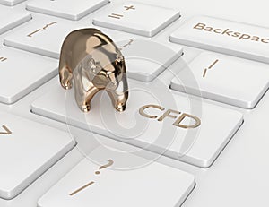 3d render of computer keyboard with CFD button