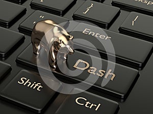 3d render of computer keyboard with Dash button