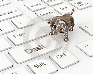 3d render of computer keyboard with Dash button