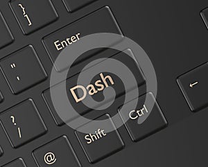 3d render of computer keyboard with Dash button
