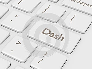 3d render of computer keyboard with Dash button