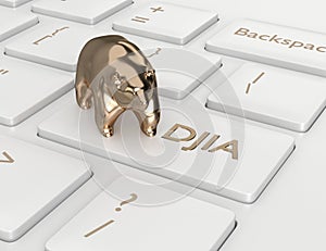 3d render of computer keyboard with DJIA index button