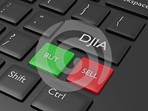 3d render of computer keyboard with DJIA index button