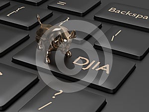 3d render of computer keyboard with DJIA index button