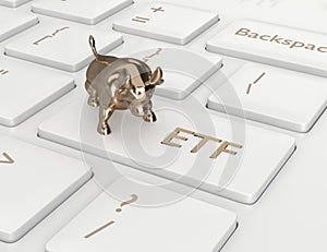 3d render of computer keyboard with ETF button