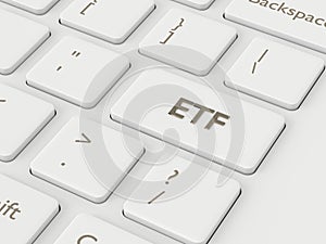 3d render of computer keyboard with ETF button