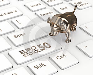 3d render of computer keyboard with EURO STOXX 50 index button