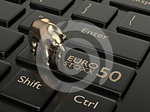 3d render of computer keyboard with EURO STOXX 50 index button