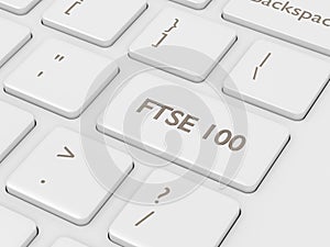 3d render of computer keyboard with FTSE 100 index button
