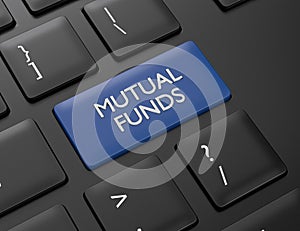 3d render of computer keyboard with MUTUAL FUNDS button