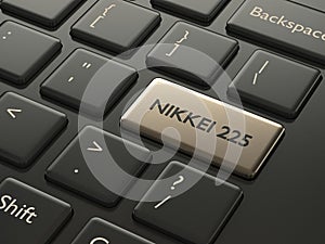 3d render of computer keyboard with NIKKEI 225 index button