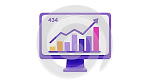 3D Render of a Computer Screen Displaying a Growth Chart