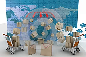 3d render concept of shipping everywhere