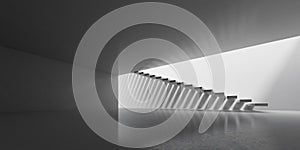 3d render of concrete room with shadow on the stair