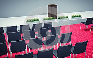 3d Illustration of Conference hall with chairs