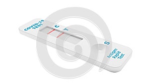 3d render of a covid 19 antigen rapid test with a positive test result - isolated photo